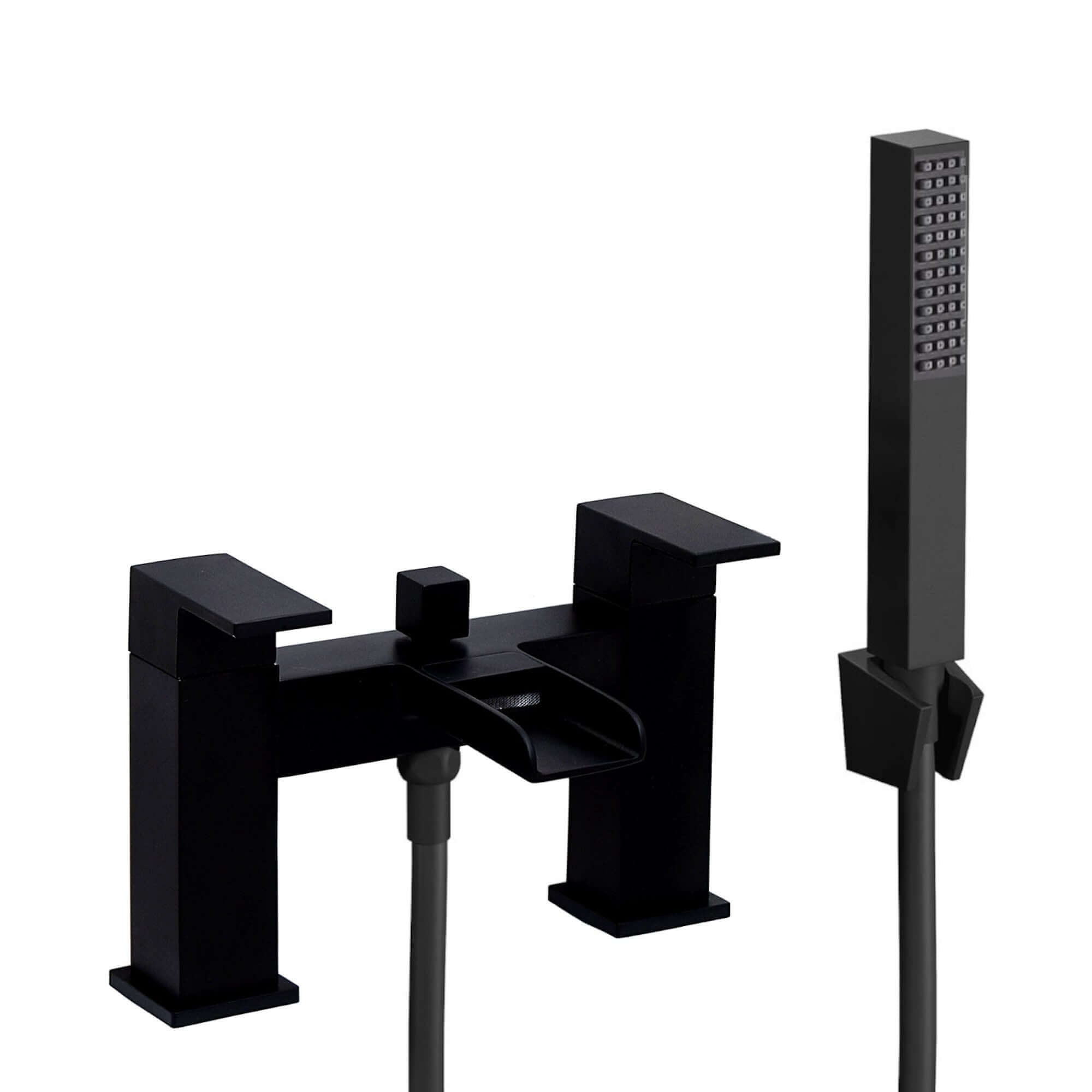 Buy Plaza square waterfall bath shower mixer tap filler - matt black online UK